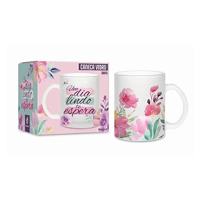 Caneca de Vidro Diamond Um Dia Lindo - 300ml - Brasfoot