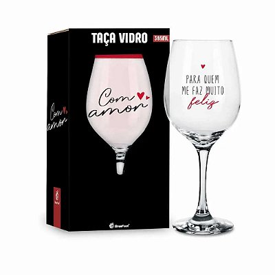 Taça de Vinho Com Amor - 385ml - Brasfoot
