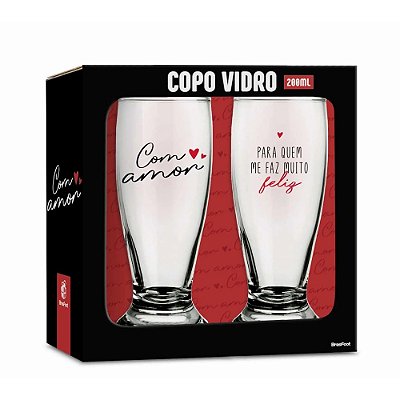 Jogo de Copos Munich Com Amor 200ml - 2 Peças - Brasfoot