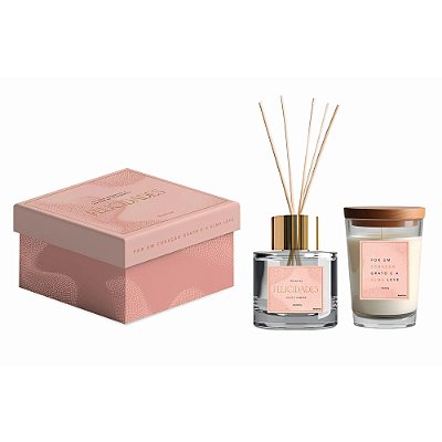 Conjunto Vela e Difusor Baunilha e Gardênia - Felicidades - Brasfoot
