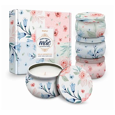 Kit 4 Velas Aromáticas na Lata - Carinho de Mãe - Brasfoot