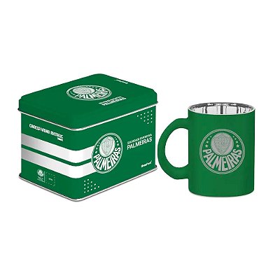 Caneca de Vidro Diamond Metalic Lata Palmeiras 300 ml - Brasfoot