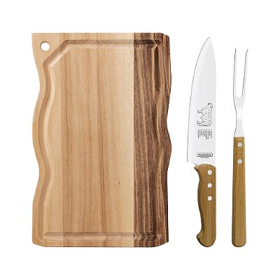 Kit para Churrasco Madeira Natural - 3 Peças - Tramontina