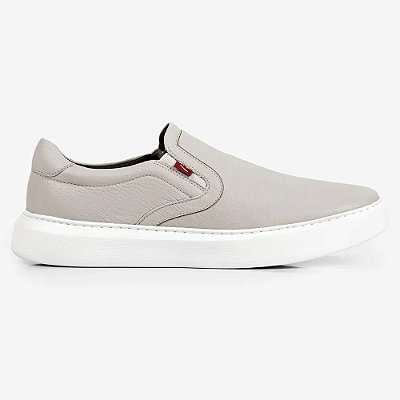 Sapatênis Slip On Masculino em Couro Marvin Easy - Cinza Claro - Ferracini