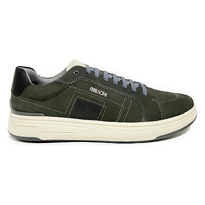 Sapatênis Masculino em Couro Locker - Verde/Chumbo - Ferracini