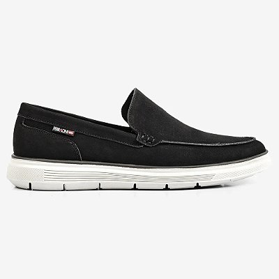 Mocassim Masculino em Couro Camurça Prisma - Preto - Ferracini