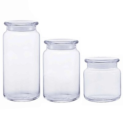 Kit de Potes Herméticos com Tampa de Vidro 3 Peças - Klassikglas