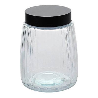 Pote de Vidro Canelado com Tampa de Metal 1200ml - Ruvolo