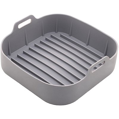 Forma de Silicone Quadrada para Air Fryer 20cm - Cinza - Lyor