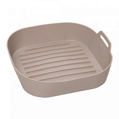 Forma de Silicone Quadrada para Air Fryer 22cm - Bege - Lyor