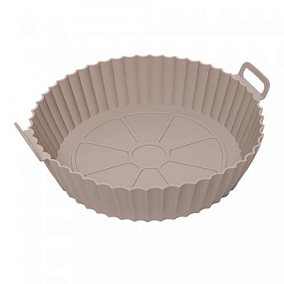 Forma de Silicone Redonda para Air Fryer 21cm - Bege - Lyor