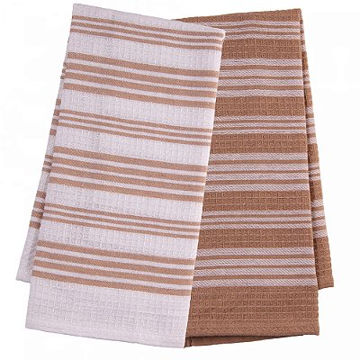 Conjunto com 2 Panos de Prato Verona 60x40 - Creme - Lyor