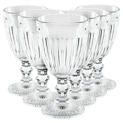 Jogo de 6 Taças de Vidro Athena Clear 340ml - Wincy