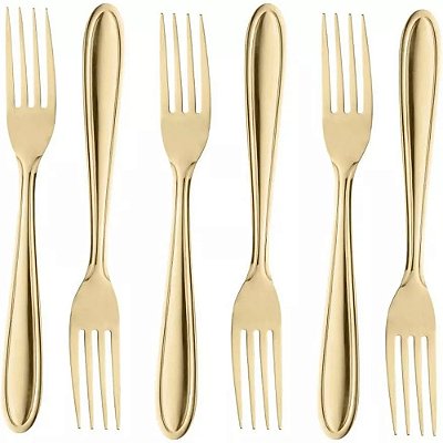 Jogo de 6 Garfos Aço Inox Dourado Gastro - Lyor