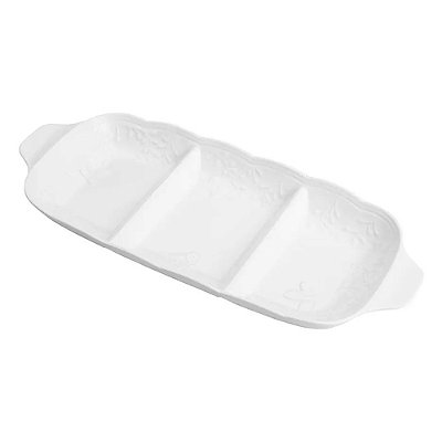 Petisqueira de Porcelana com 3 Divisórias Butterfly Flower 34cm - Lyor