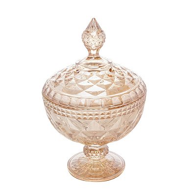 Potiche de Cristal com Pé Diamond Âmbar - 23cm - Lyor