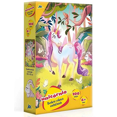 Quebra-Cabeça Metalizado Unicórnio - 100 Peças - Jak