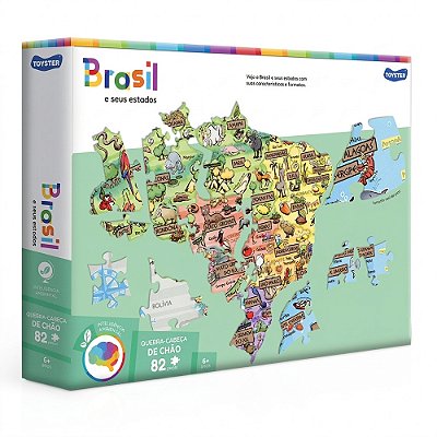 Quebra-Cabeça de Chão Brasil e Seus Estados - 82 Peças - Toyster
