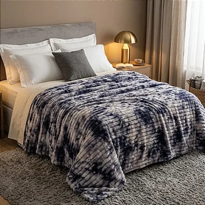 Manta Comfort Color - Casal - Mármore Cinza - Kalux