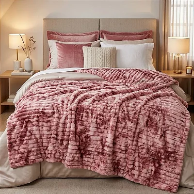 Manta Comfort Color - King - Mármore Rosa - Kalux