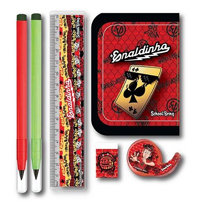 Kit Escolar Infantil com Carteira Enaldinho 6 Peças - Polibrinq