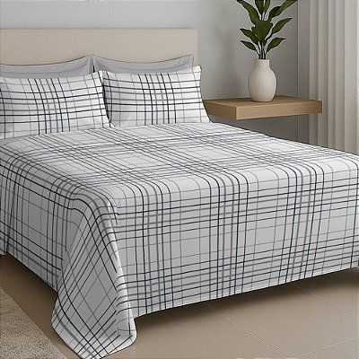 Jogo de Cama Premium Queen - Grid - 200 Fios - Estamparia