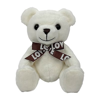 Urso de Pelúcia Fita Love 15cm - Branco - CAA Toys