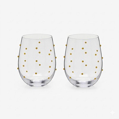 Jogo de Copos Dots Dourados - 530ml - 2 Peças - Mabruk