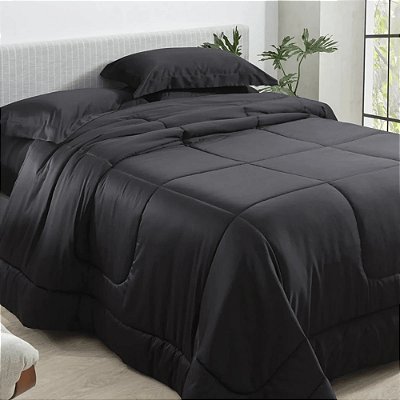 Edredom Satinée King 300 Fios - Preto - Kacyumara