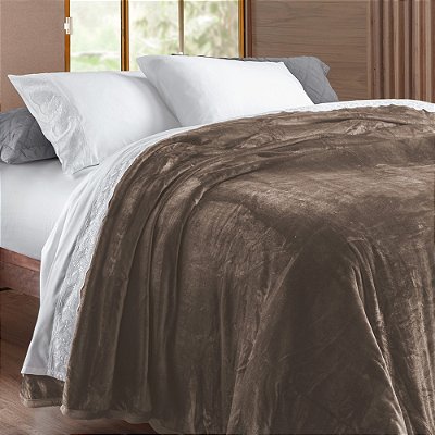 Manta Flannel Golden - Casal - Marrom - Rozac