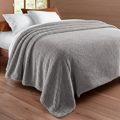 Manta Flannel Bouclé Golden - Queen - Cinza - Rozac