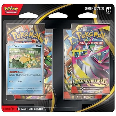 Blister Quadruplo Pokémon TCG Mega Evolução 1 Psyduck - 25 Cartas - Copag