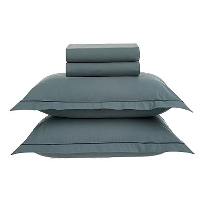 Jogo de Cama Deliz 200 Fios - Anoit Azul/Chumbo - Casal - 3 Peças - Karsten