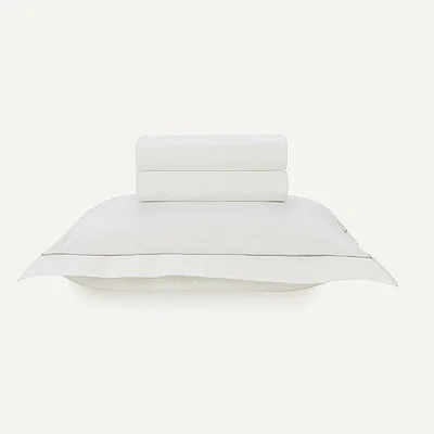 Jogo de Cama Deliz 200 Fios - Branco/Cinza - Solteiro - 3 Peças - Karsten