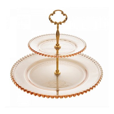 Prato Duplo para Doces Pearl Cristal Âmbar - 32cm - Wolff