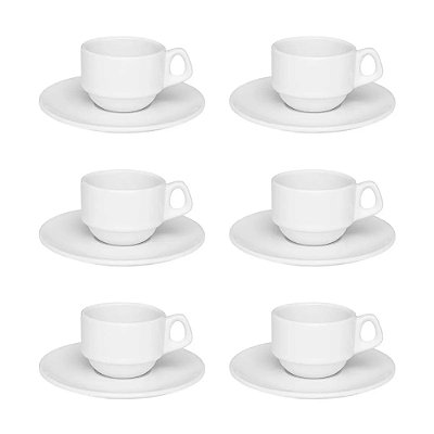 Jogo de Xícaras de Café Empilháveis - 12 Peças - Oxford