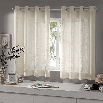 Cortina Para Cozinha Linhão - 2,60m x 1,40m - Linho - Bella Janela