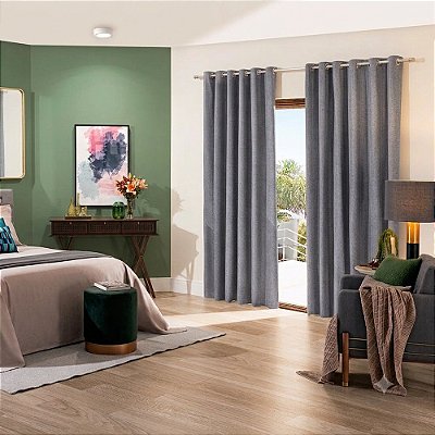 Cortina Corta Luz Blend - 3,00m x 1,70m - Cinza - Bella Janela