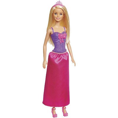 Boneca Barbie Princesa Básica Loira - Roxo e Rosa- Mattel
