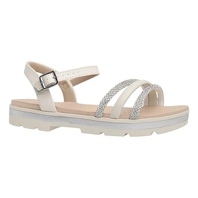 Sandália Feminina Flat Brilho - Off-White - Modare Ultraconforto