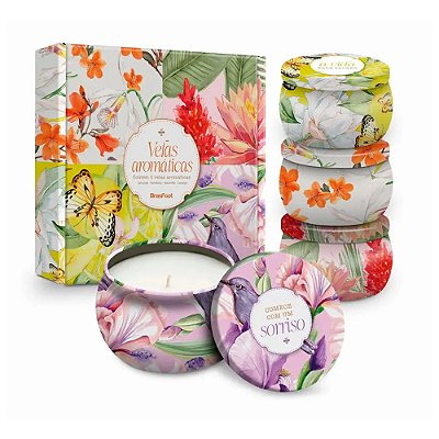 Kit 4 Velas Aromáticas na Lata - Floral 2 - Brasfoot
