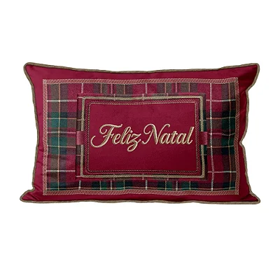 Almofada Natalina com Cordonê - Feliz Natal 445602 - 35x55cm - Belchior
