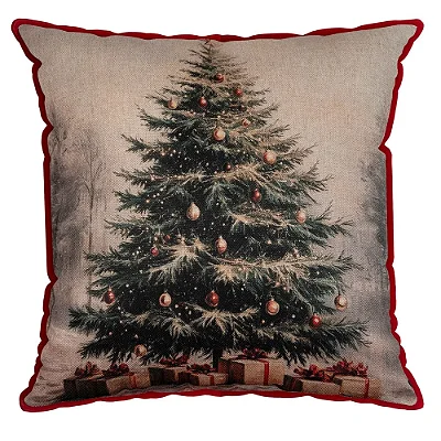 Almofada Natalina com Cordonê - Árvore de Natal 445578 - 43x43cm - Belchior