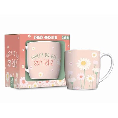 Caneca de Porcelana Urban Tarefa do Dia: Ser Feliz 300ml - Brasfoot
