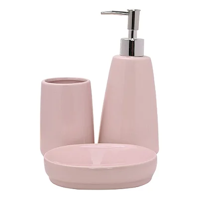 Jogo de Banheiro Pale Cerâmica - Softpink - 3 Peças - Mimo Style