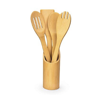 Conjunto de Utensílios de Bambu - 5 Peças - Euro Home