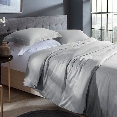 Capa para Edredom Satinée Duvet 300 Fios - Casal - Prata - Kacyumara