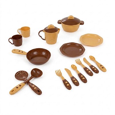 Kit Cozinha Infantil Tateti 13 Peças - Bege e Marrom - Calesita