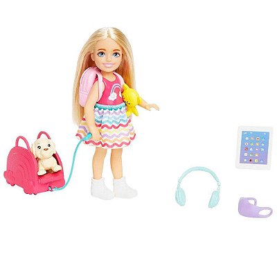 Boneca Barbie Chelsea Viajante e Cachorrinho - Mattel