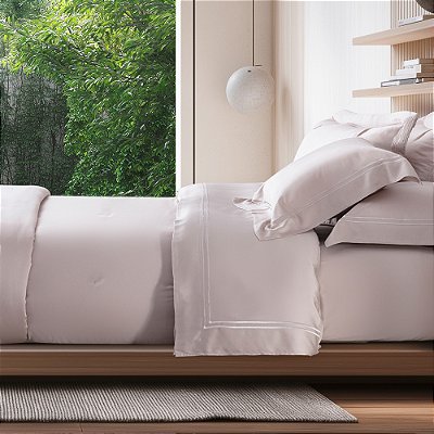 Jogo de Cama Bambu Bali Duo 400 Fios - Queen - Rose - 4 Peças - Kacyumara
